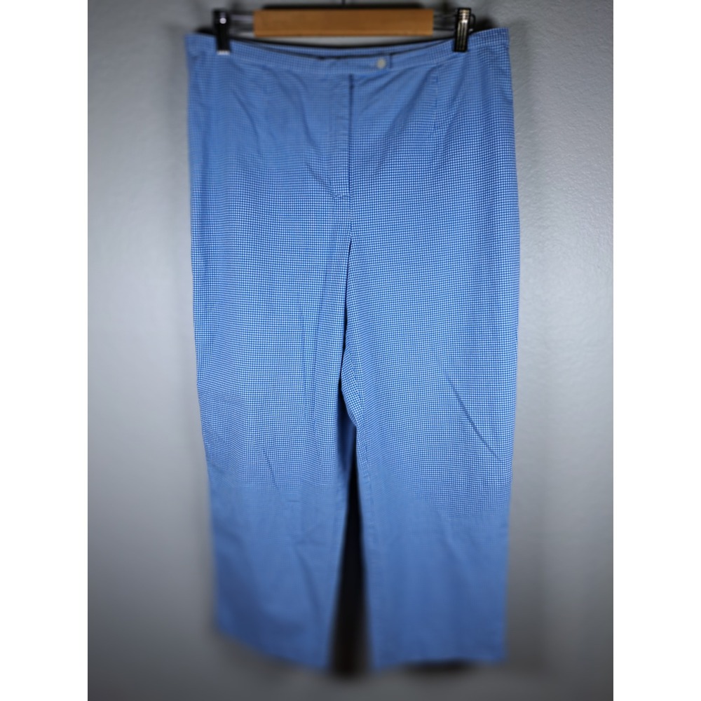 Talbots Petites Blue Gingham Check Ankle Pants Size 14P Stretch Cotton Blend